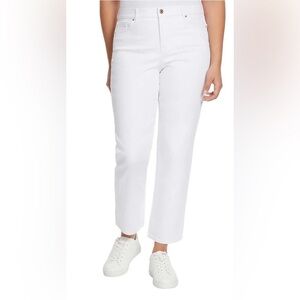 Ella Moss White Straight Leg Mid-Rise Ankle Jean